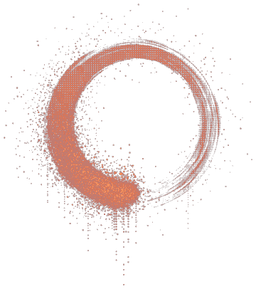 An ensō circle, the Zen circle of understanding, drawn in the site's dot-matrix ember style.